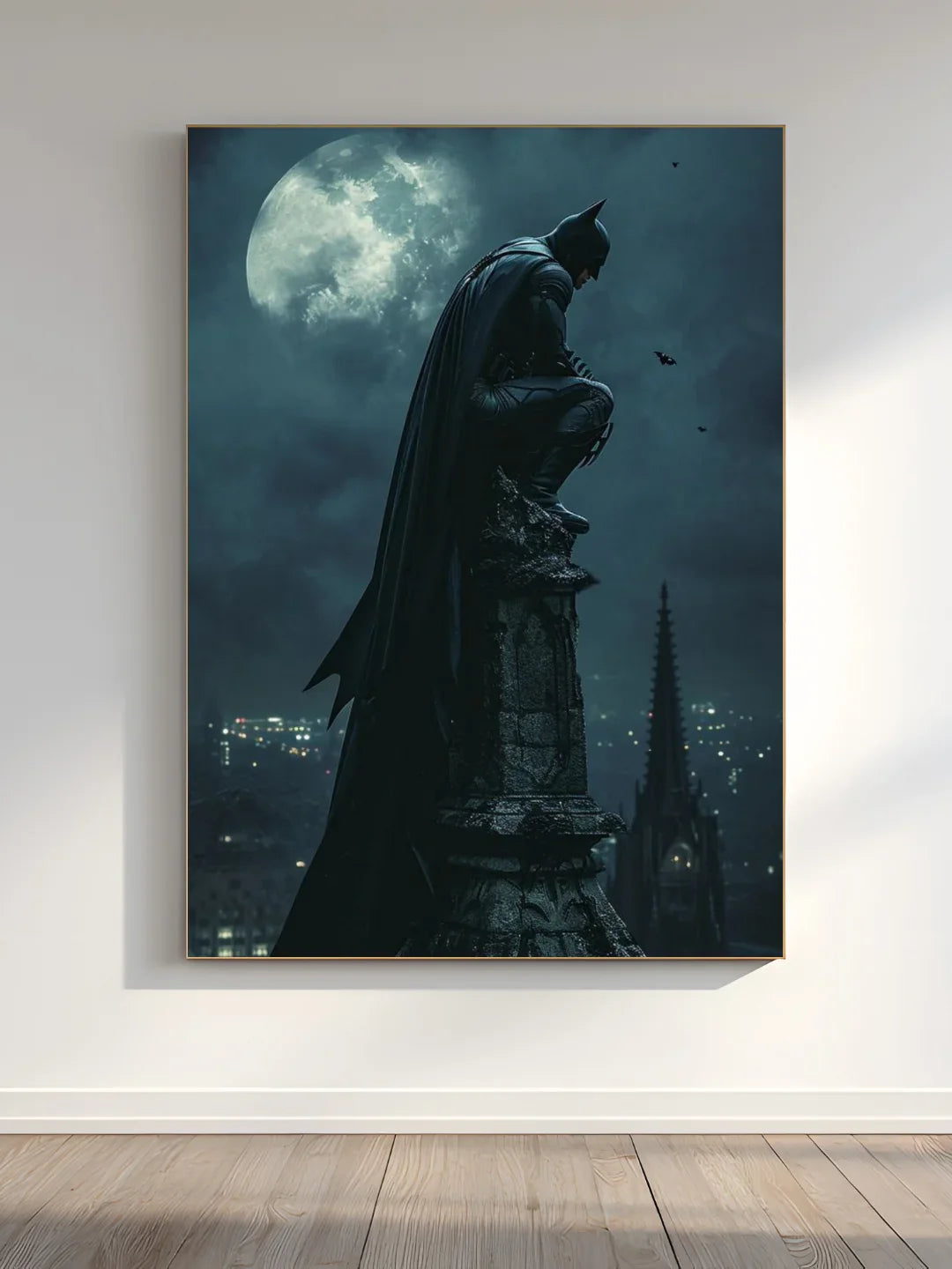 Batman Moon Night Wall Frame โ Dark Knight Cinematic Wall Art Decor