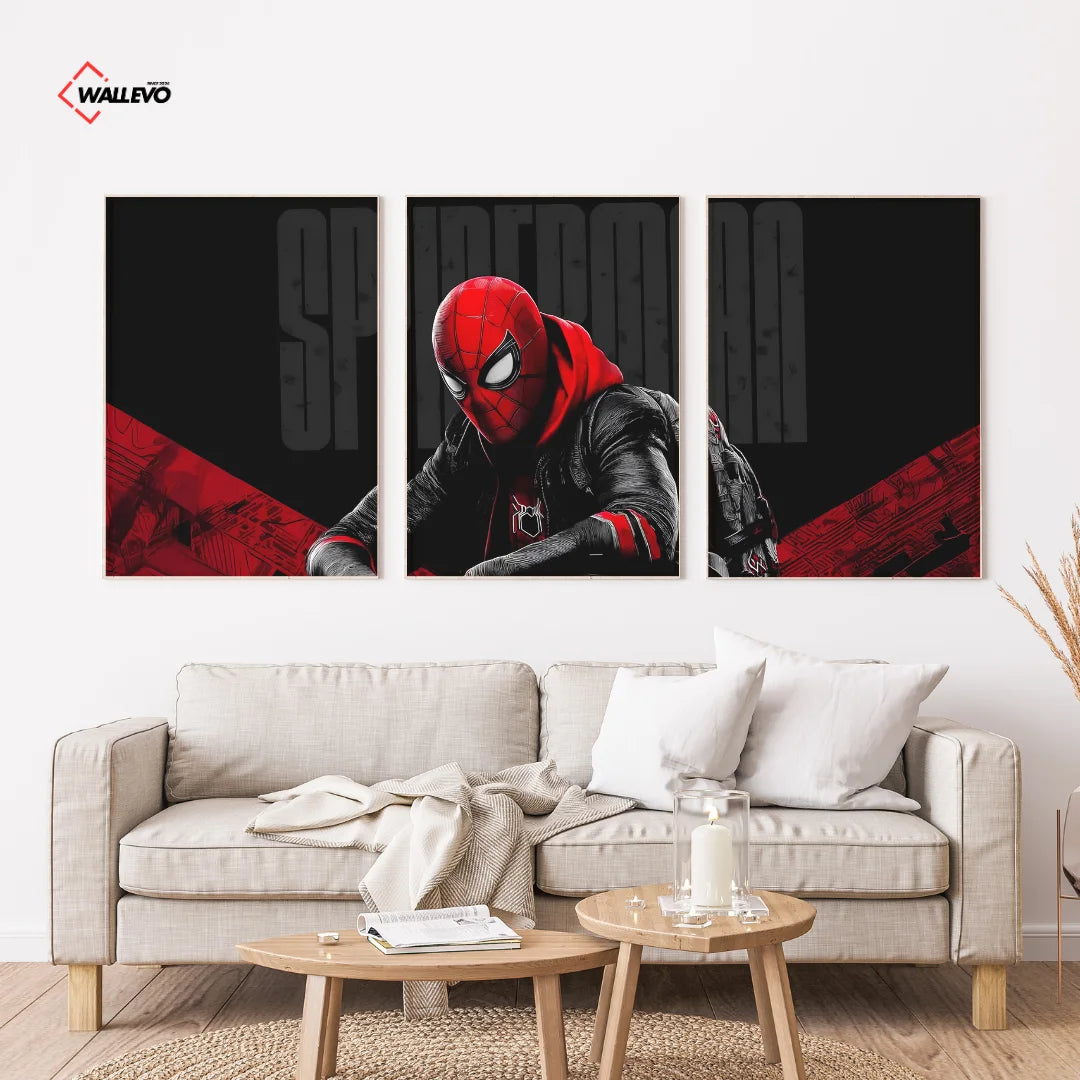 Spider-Man 3 Panel Wall Frame – Superhero Triptych Wall Art