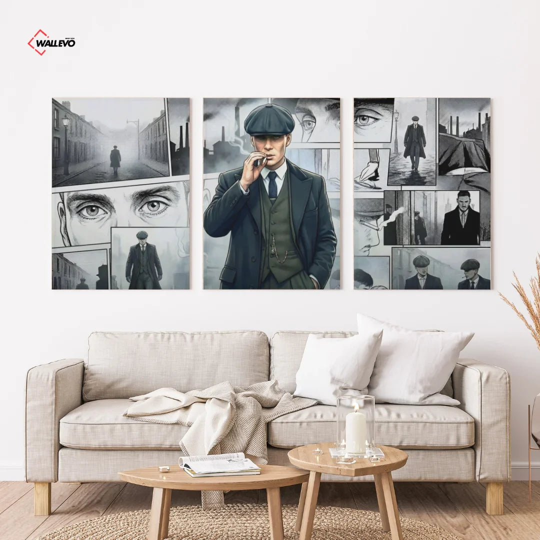 Peaky Blinders 3 Panel Wall Frame β Tommy Shelby Triptych Art Set