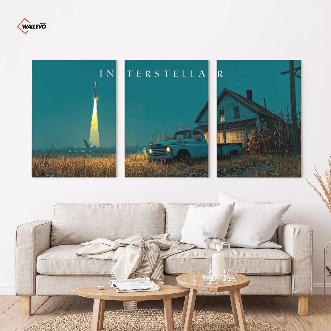 Interstellar Rocket Scene 3 Panel Wall Frame β Cinematic Space Triptych Art