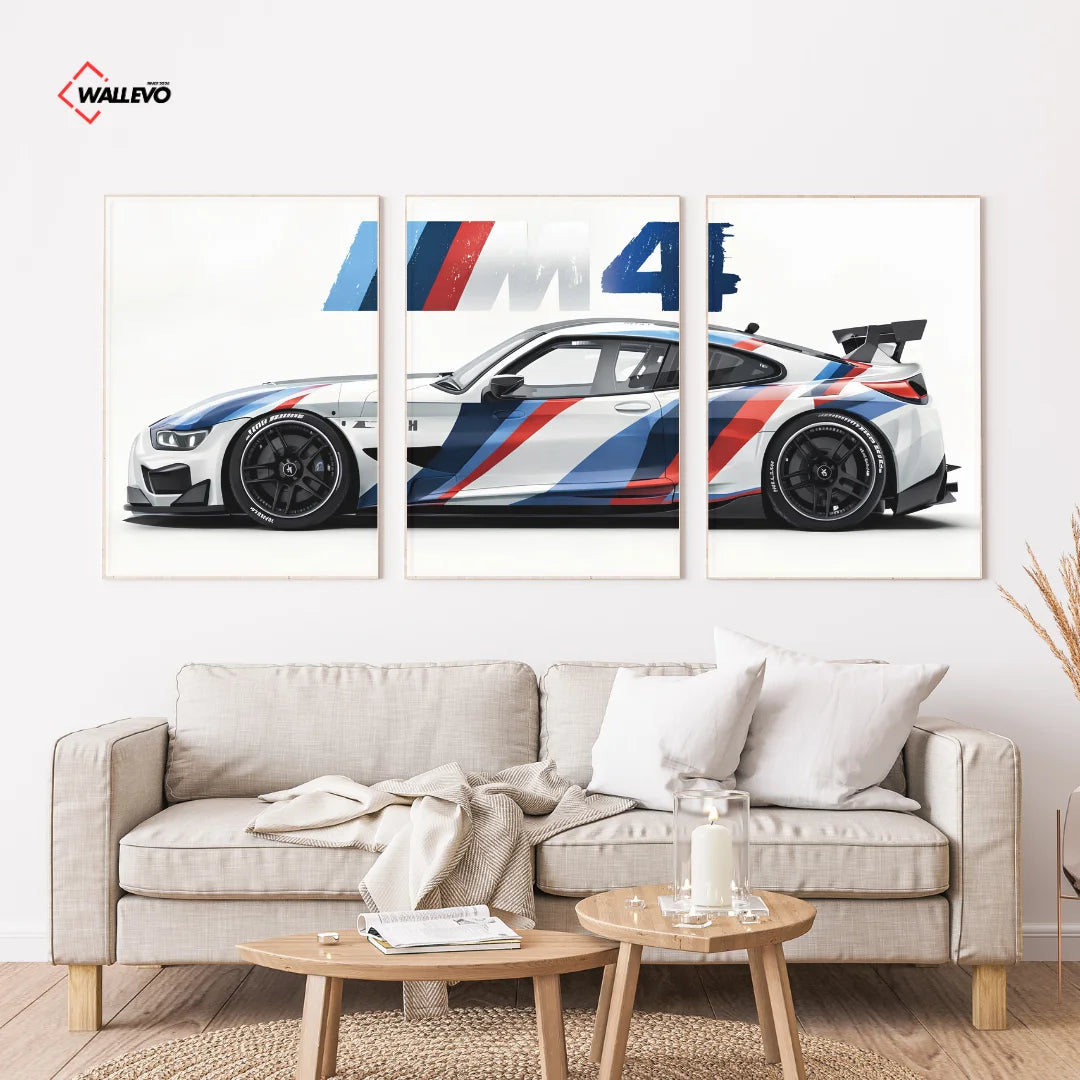 BMW M4 3 Panel Wall Frame – Performance Car Triptych Wall Art