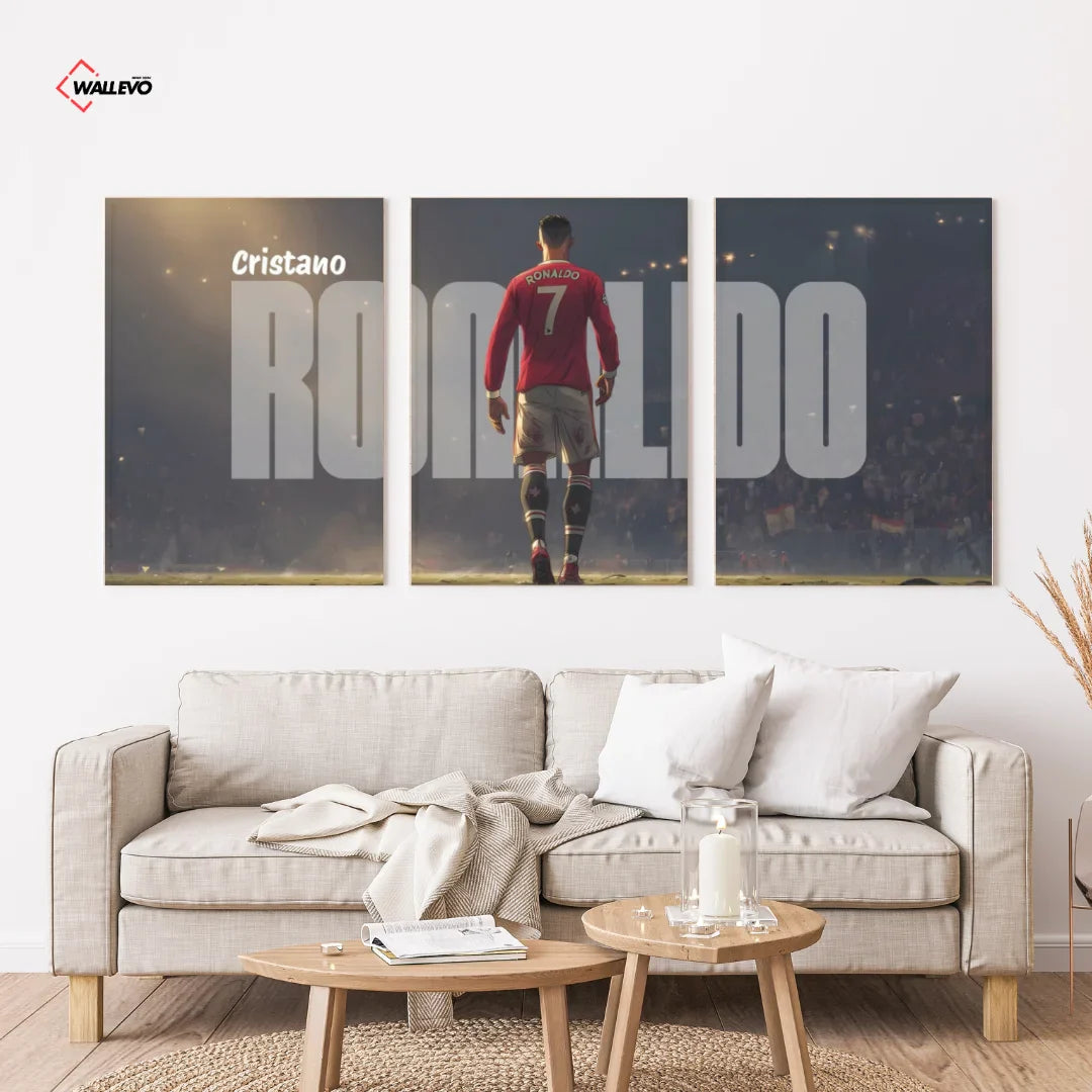 Cristiano Ronaldo 3 Panel Wall Frame β Football Legend Triptych Art Set