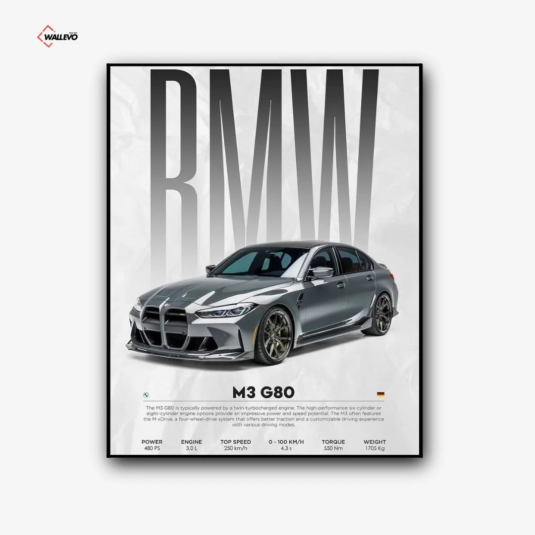 BMW M3 G80 – Black Premium Car Wall Frame