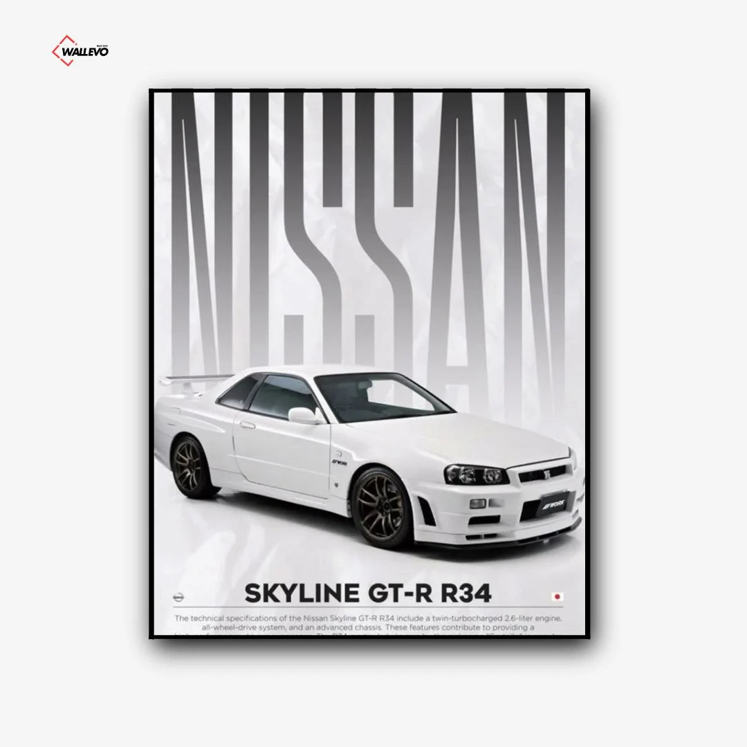 Nissan Skyline GT-R R34 – Black Premium Car Wall Frame