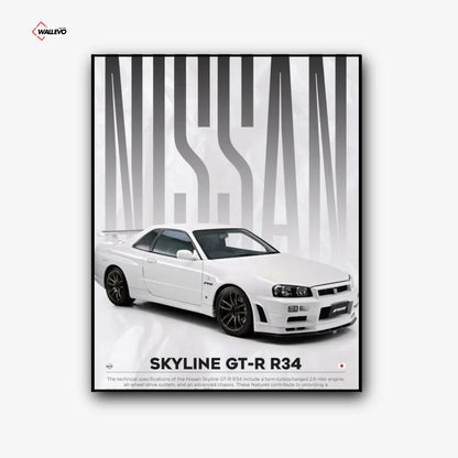 Nissan Skyline GT-R R34 – Black Premium Car Wall Frame