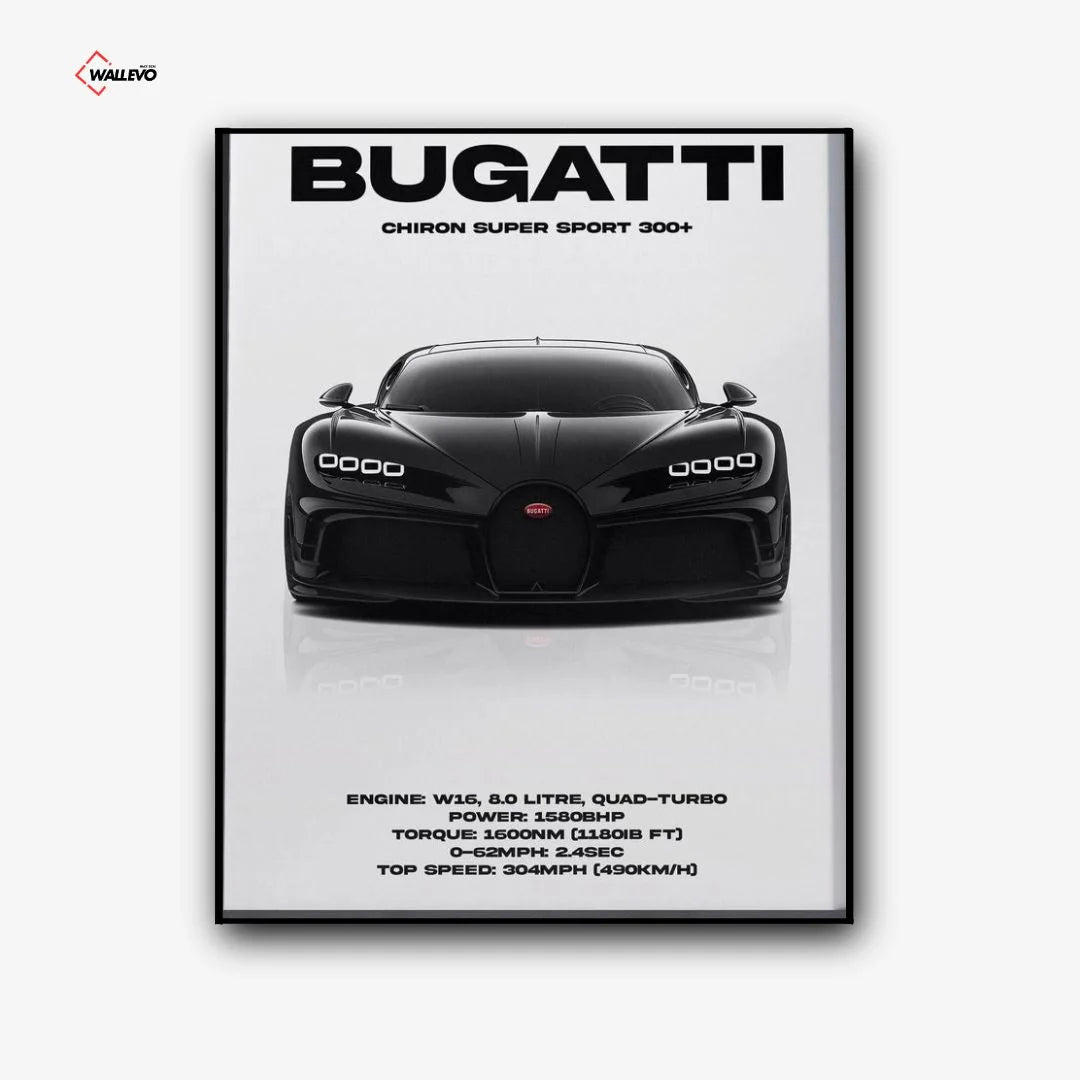 Bugatti Chiron – Black Premium Car Wall Frame