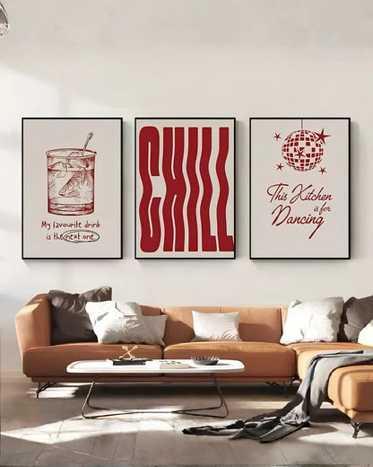 Pack of 3 Chill Aesthetic Trio – Modern Wall Frame Set