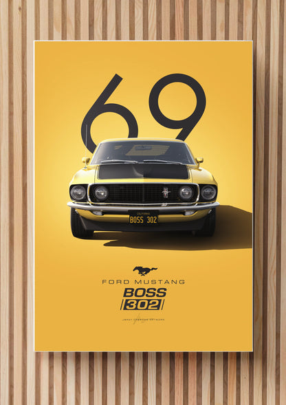 1969 Ford Mustang Premium Wall Frame – Classic Muscle Car Art