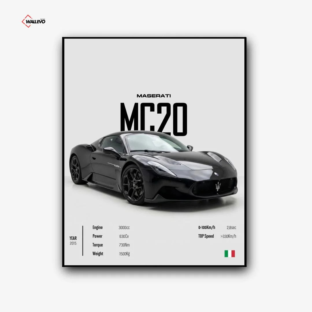 Maserati MC20 – Black Premium Car Wall Frame