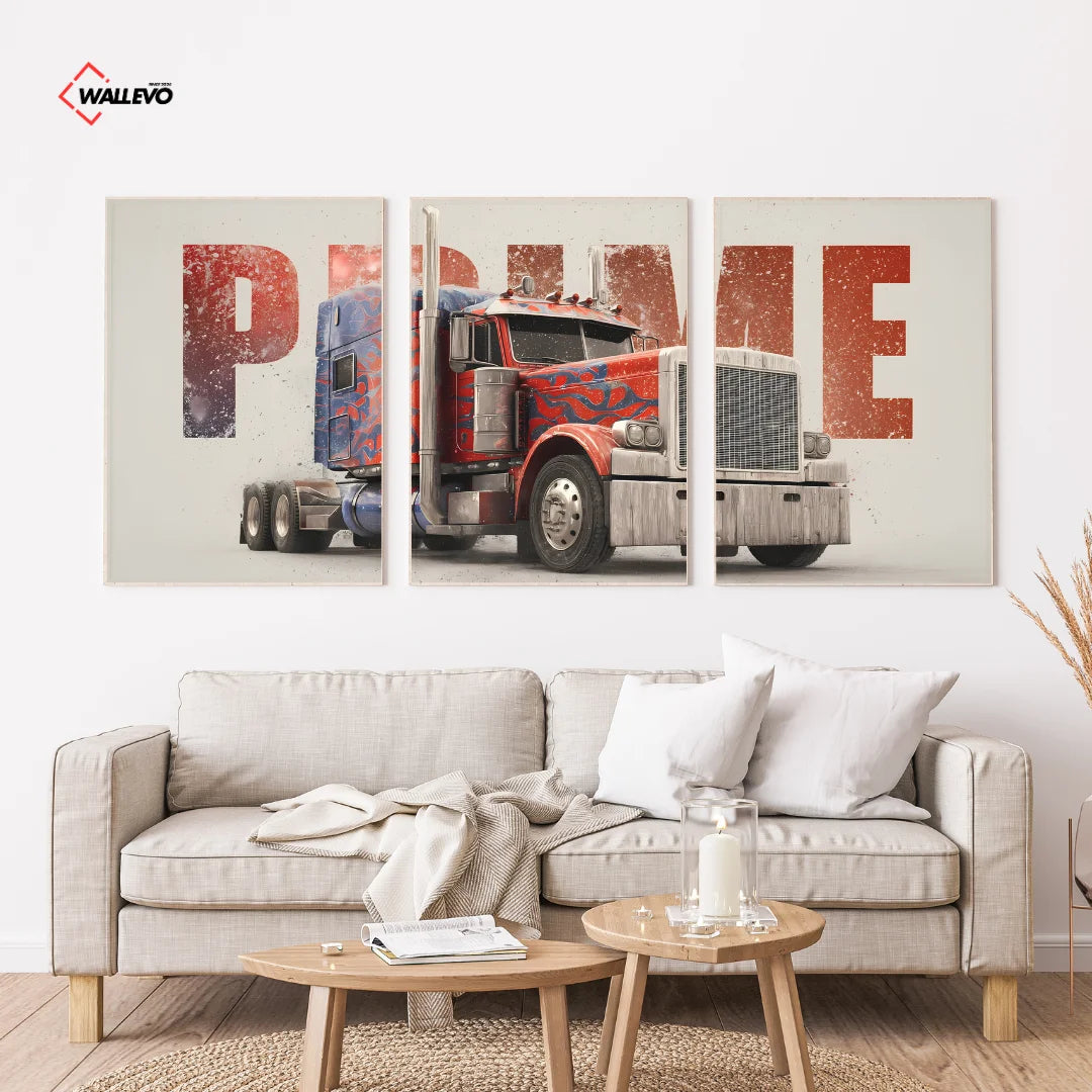 Optimus Prime Truck 3 Panel Wall Frame – Transformers Triptych Wall Art