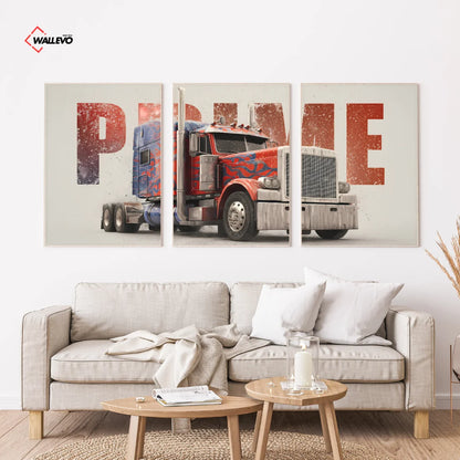 Optimus Prime Truck 3 Panel Wall Frame – Transformers Triptych Wall Art