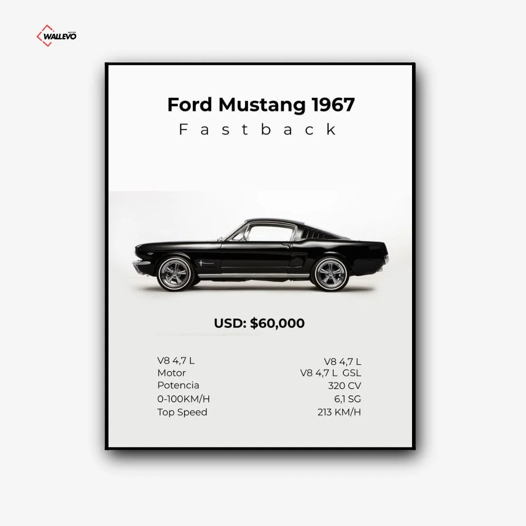 Ford Mustang 1967 – Black Premium Car Wall Frame