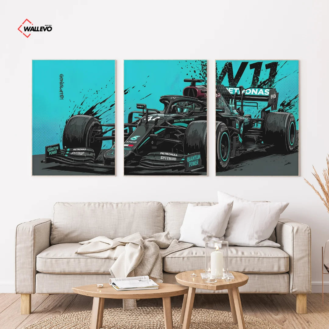 Green Sports Car 3 Panel Wall Frame – Luxury Automotive Triptych Wall Art