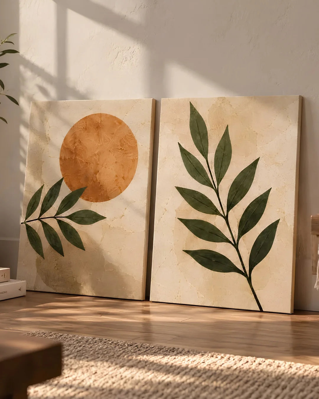 Pack of 2 Botanical Serenity – Minimal Nature Wall Frame Set