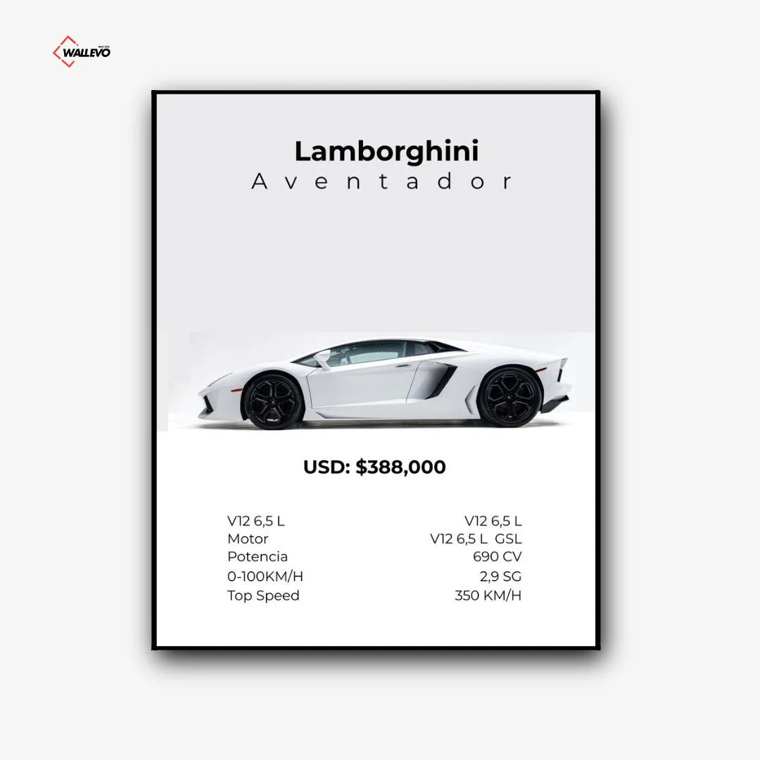 Lamborghini Aventador – Black Premium Car Wall Frame