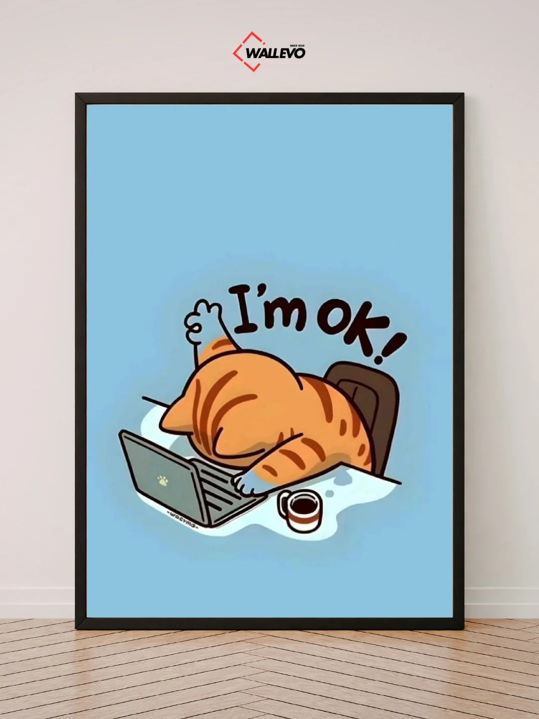 I'm OK – A Cute & Playful Cartoon Cat Wall Frame