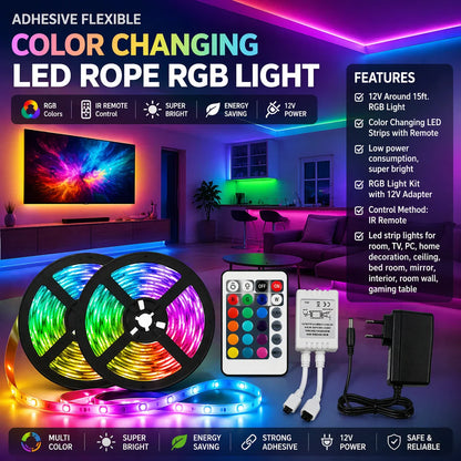 RGB LED STRIP LIGHT - Remote Control & Multi Color