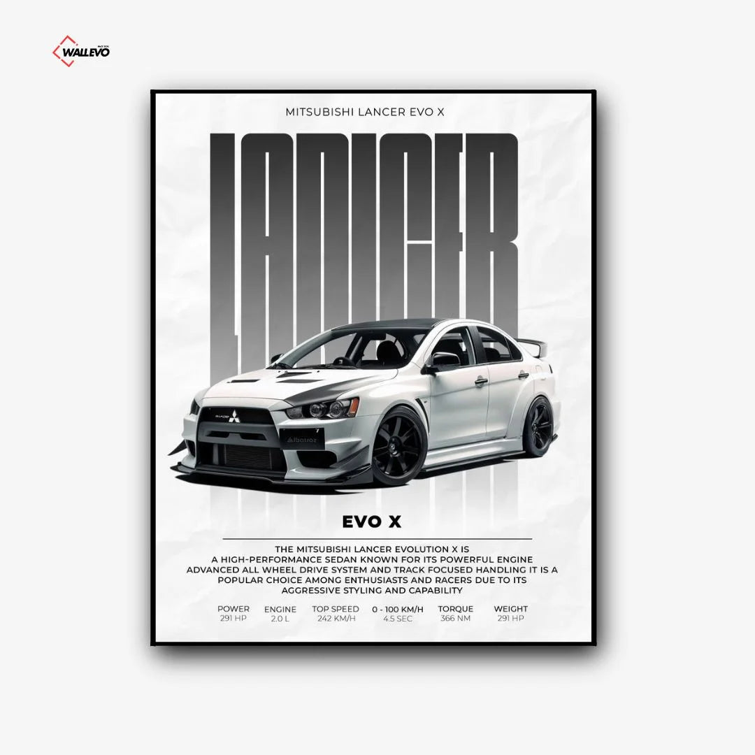 Mitsubishi Lancer Evolution X – Black Premium Car Wall Frame