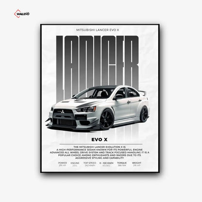 Mitsubishi Lancer Evolution X – Black Premium Car Wall Frame
