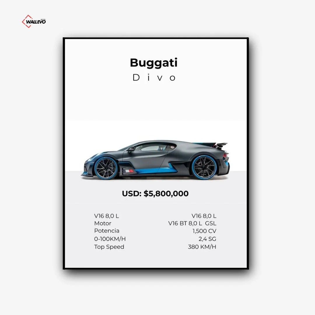 Bugatti Divo – Black Premium Car Wall Frame