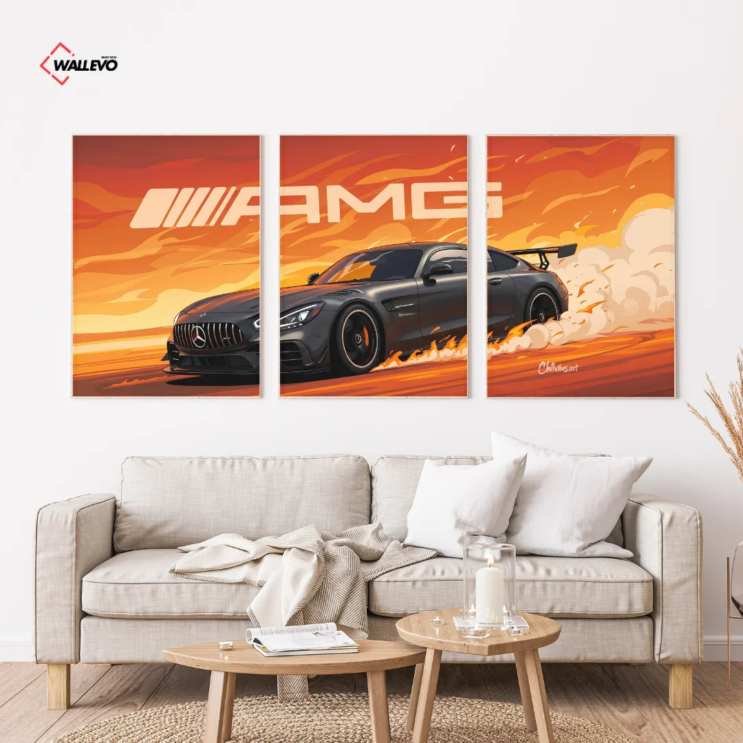 Mercedes-AMG 3 Panel Wall Frame – Luxury Performance Car Triptych Art Set