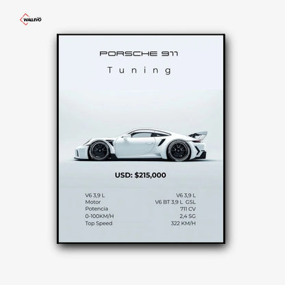 Porsche 911 Tuning – Blue Premium Car Wall Frame