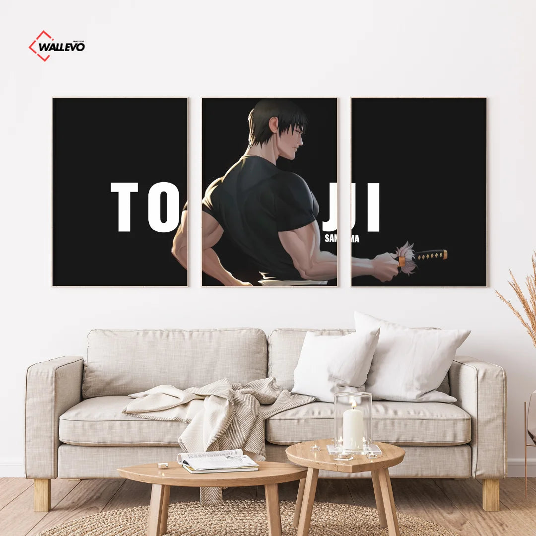 Toji Fushiguro 3 Panel Wall Frame – Anime Triptych Wall Art