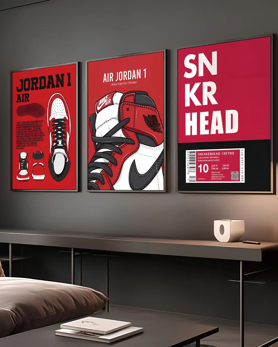Pack of 3 Nike Jordan Red Theme – Iconic Sneaker Wall Frame Set