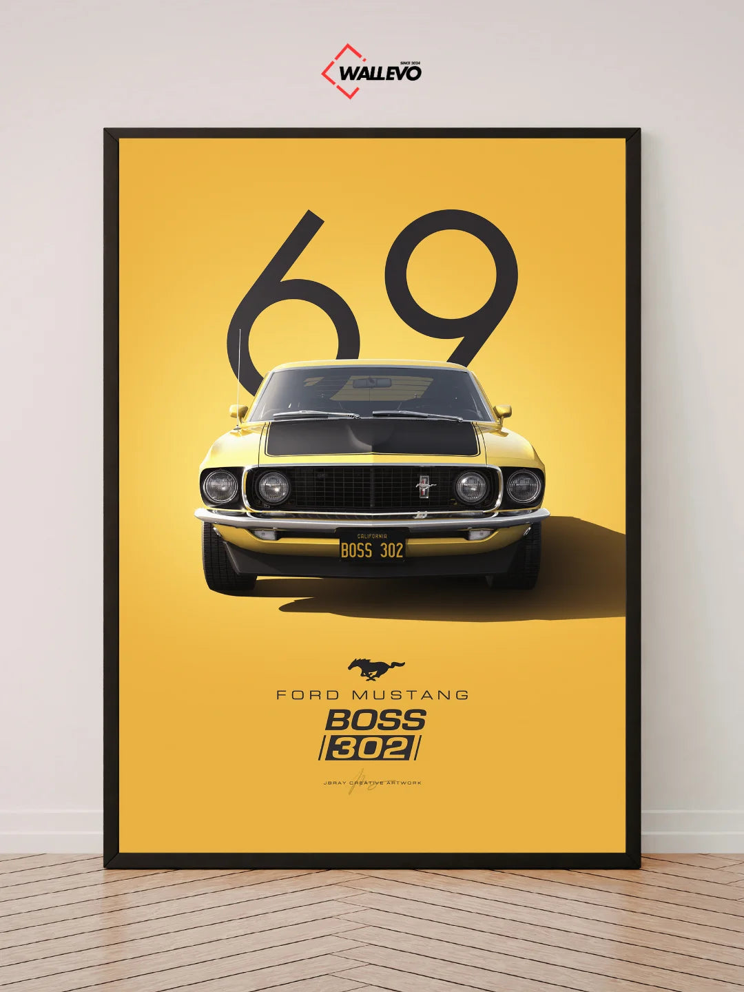 1969 Ford Mustang Premium Wall Frame – Classic Muscle Car Art