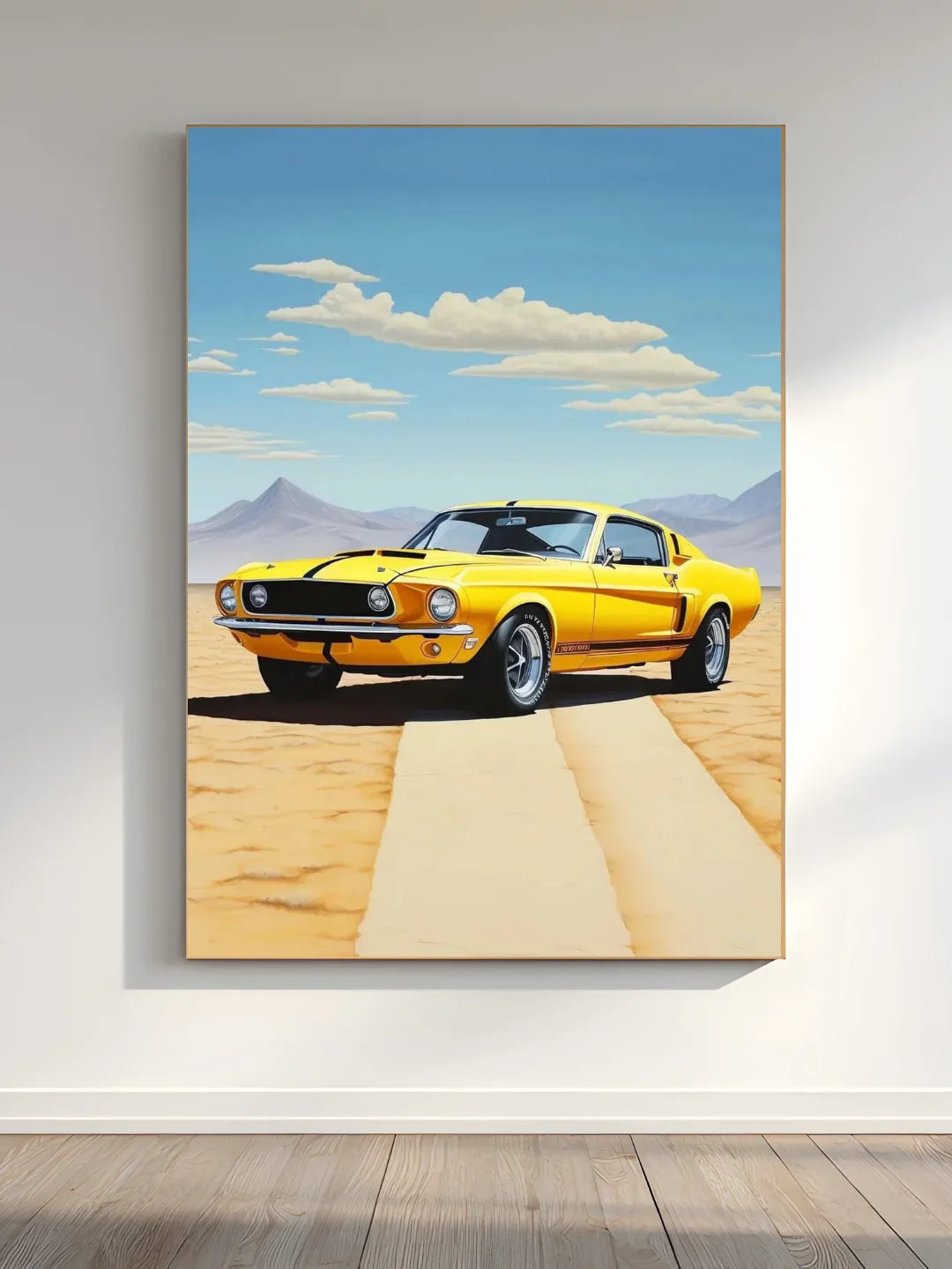 GTA Style Yellow Sports Car Desert Wall Frame – Premium Gaming Decor