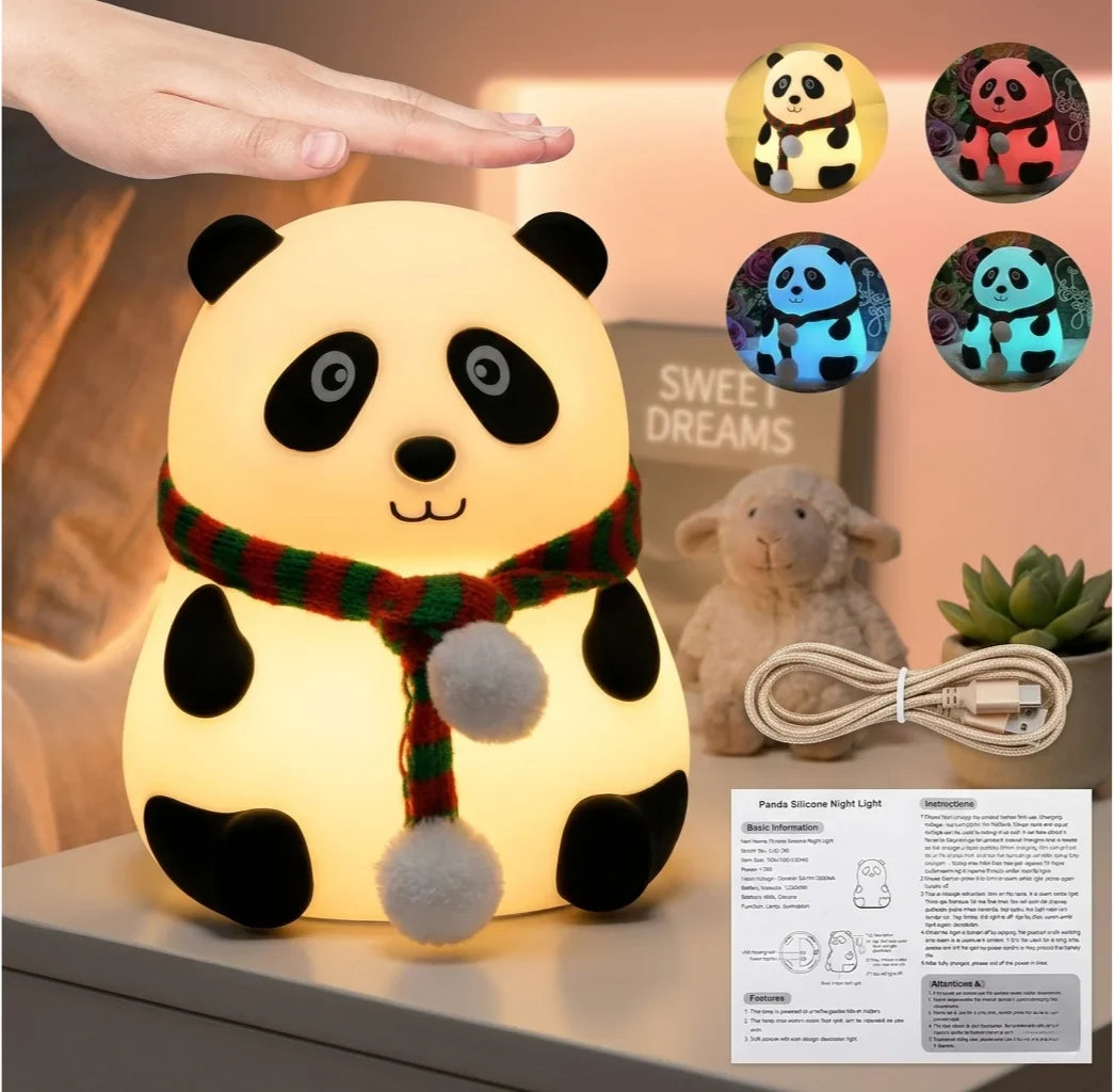 Cute Panda Night Lamp – Tap Control & USB-C Rechargeable