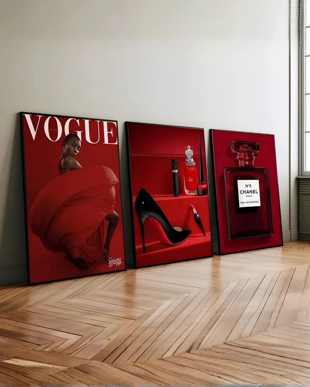 Pack of 3 Vogue Rouge – Luxury Fashion Aesthetic Wall Frame