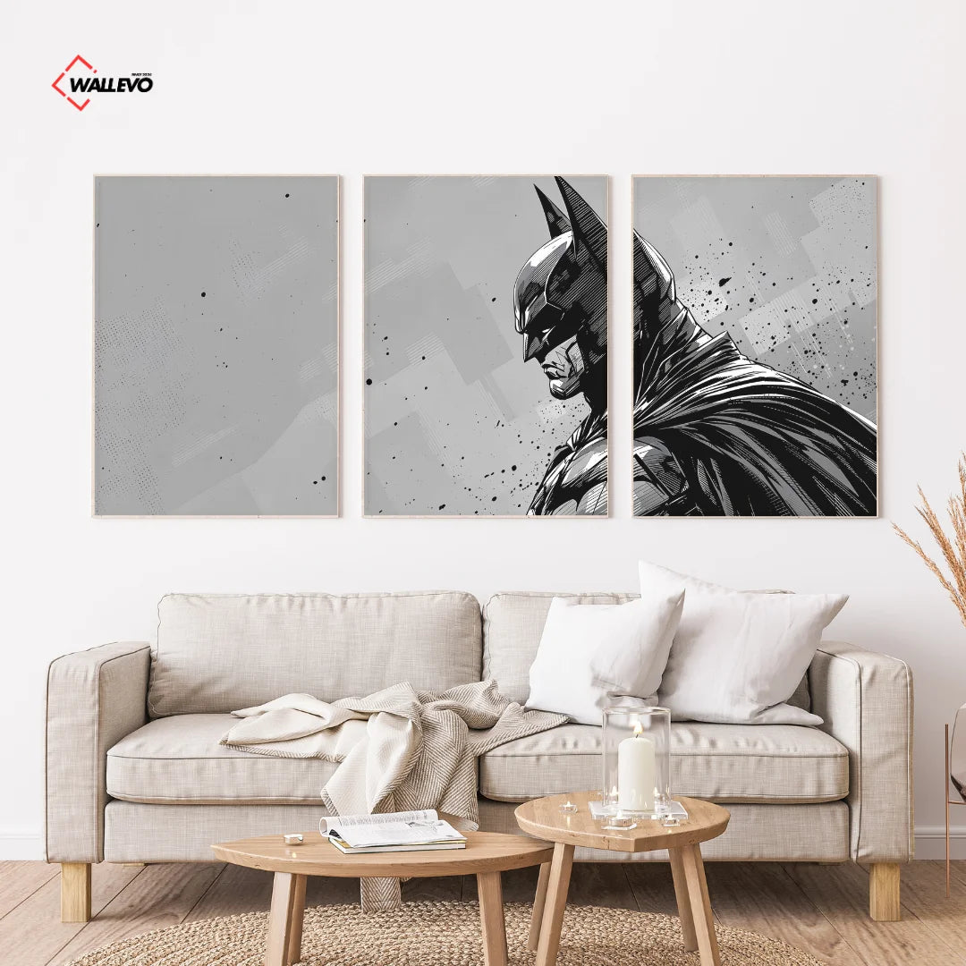 Batman Dark Knight 3 Panel Wall Frame – Superhero Triptych Wall Art