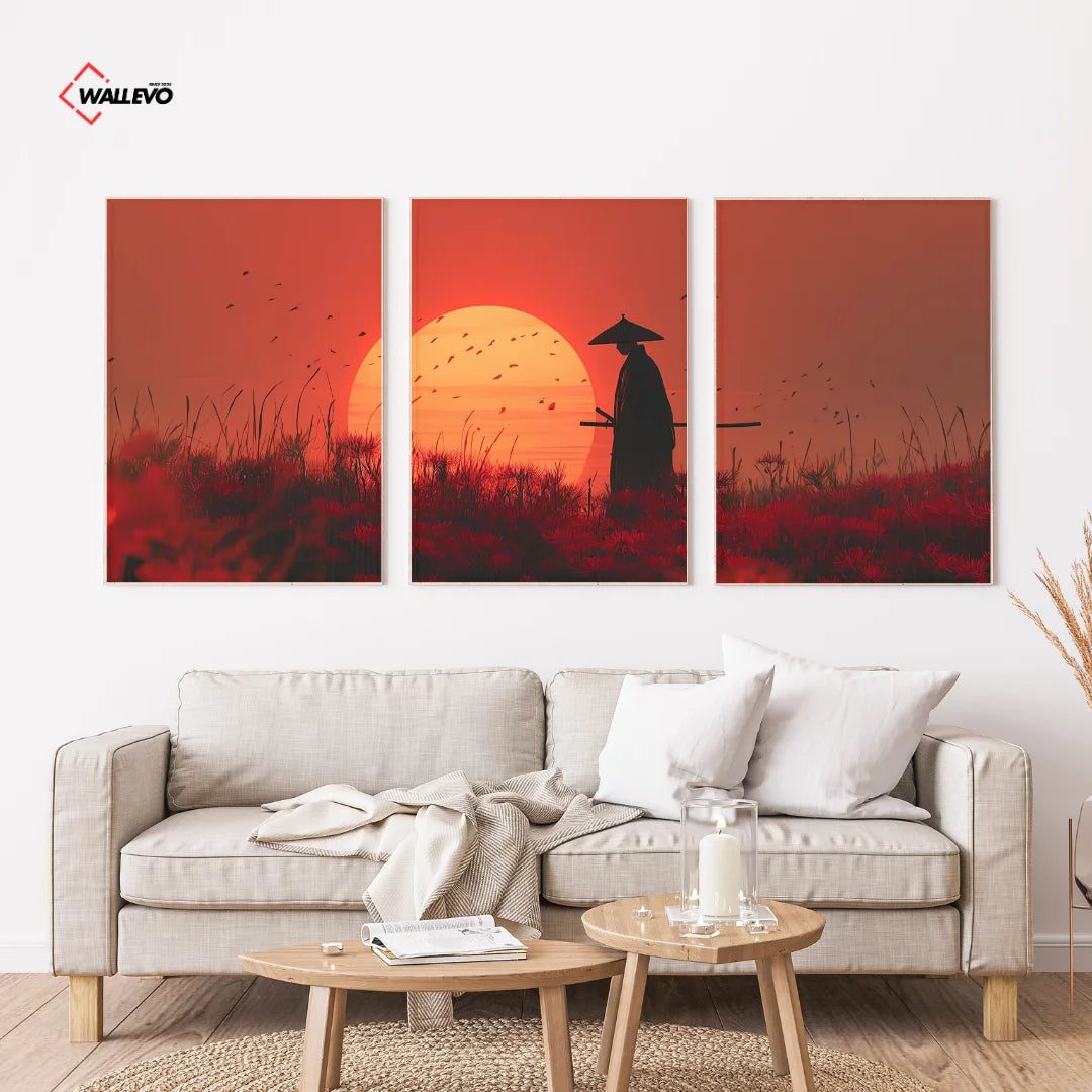 Sunset 3 Panel Wall Frame – Aesthetic Triptych Wall Art