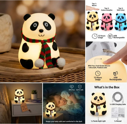 Cute Panda Night Lamp – Tap Control & USB-C Rechargeable