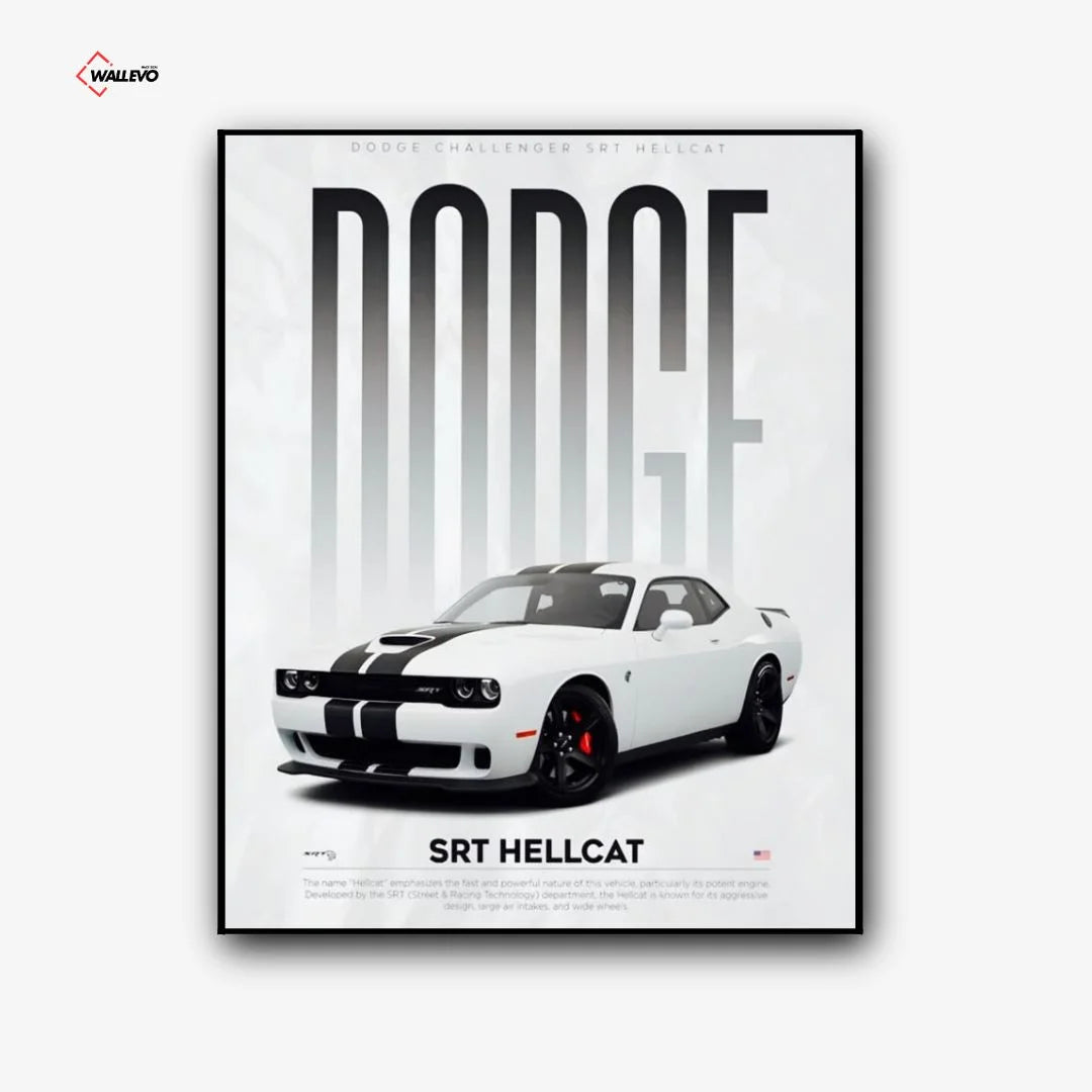 Dodge SRT Hellcat – Black Premium Car Wall Frame