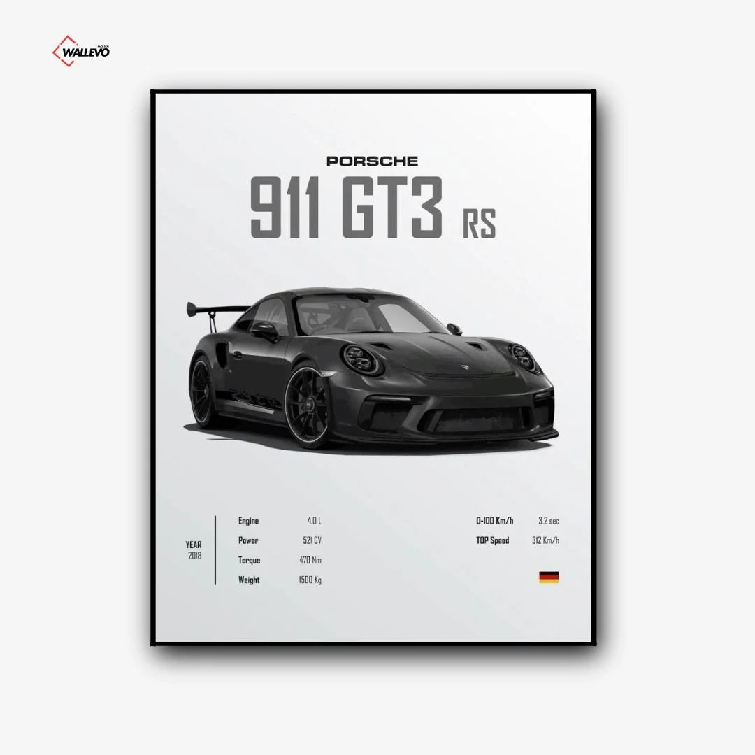 Porsche 911 GT3 – Black Premium Car Wall Frame