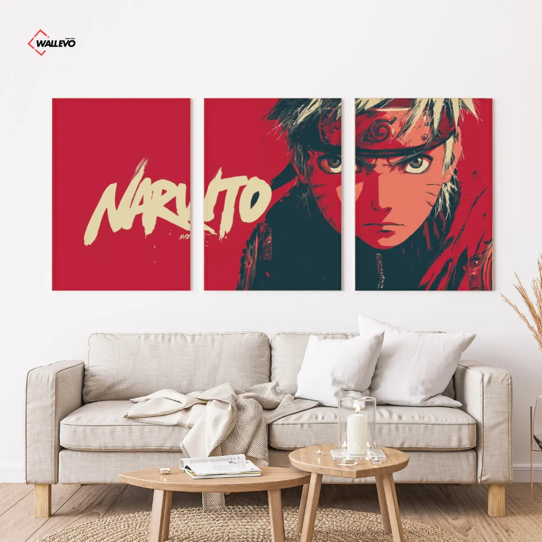 Naruto Anime 3 Panel Wall Frame – Ninja Triptych Wall Art Set