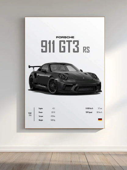 Porsche 911 GT3 RS Wall Frame – Luxury Track Performance Car Decor