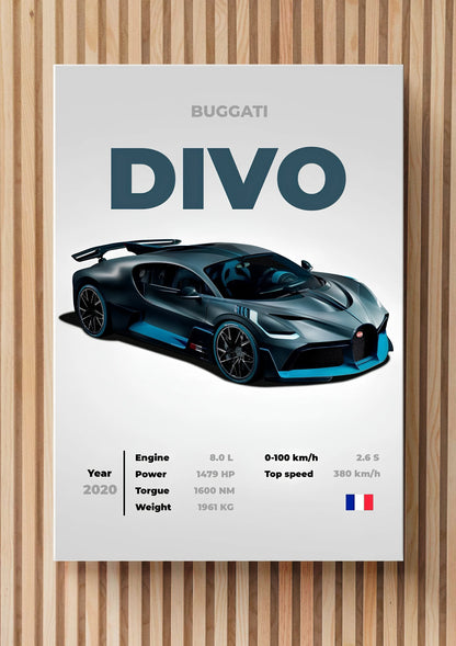 Bugatti Divo Wall Frame – The Epitome of Speed and Luxury
