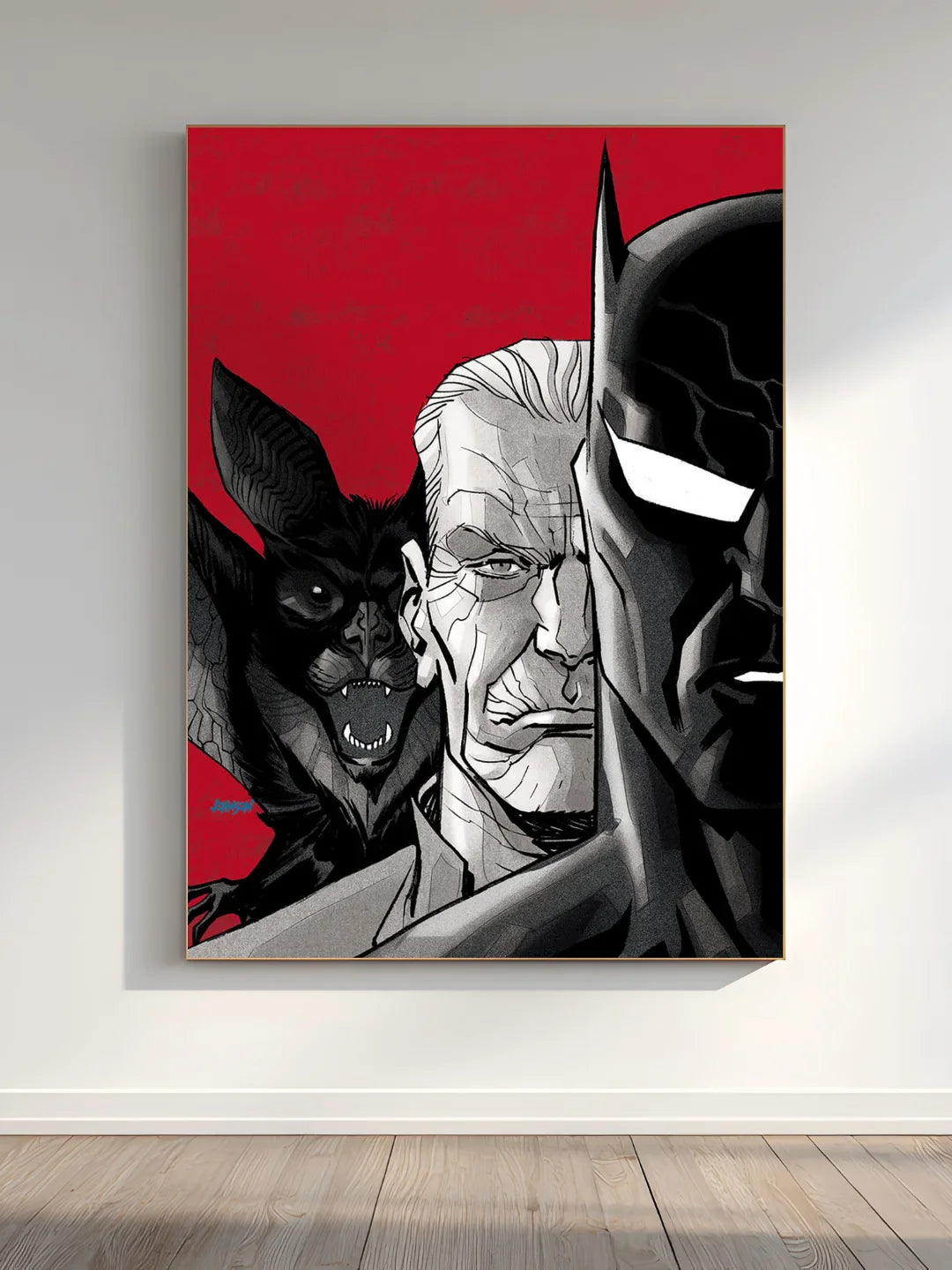 Batman Red Theme Wall Frame – Dark Superhero Aesthetic Wall Decor