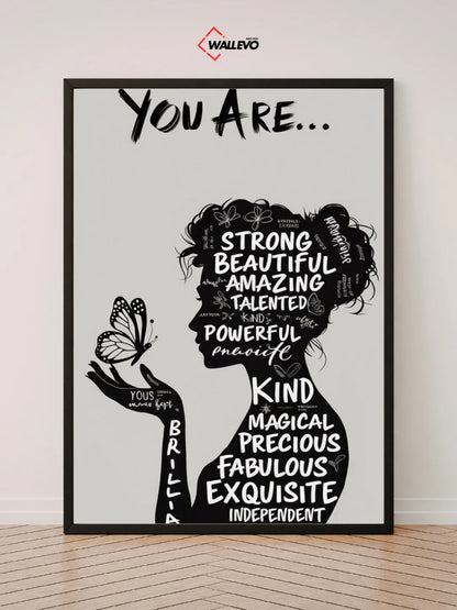 You Are Strong, Kind, Beautiful & Unstoppable – Empowering Wall Frame