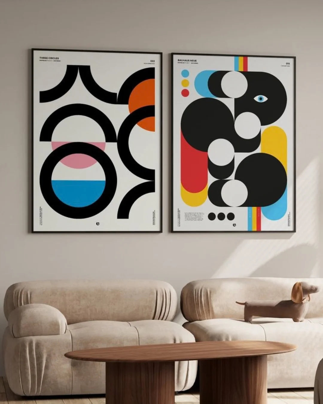 Pack of 2 Bauhaus Geometry – Modern Abstract Wall Frame