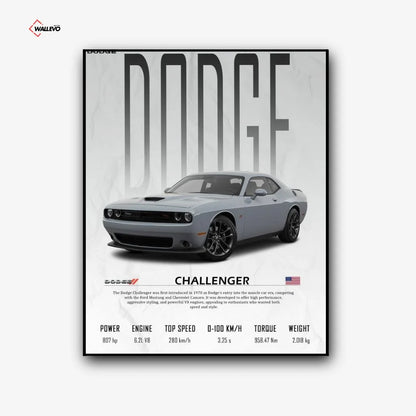 Dodge Challenger – Black Premium Car Wall Frame