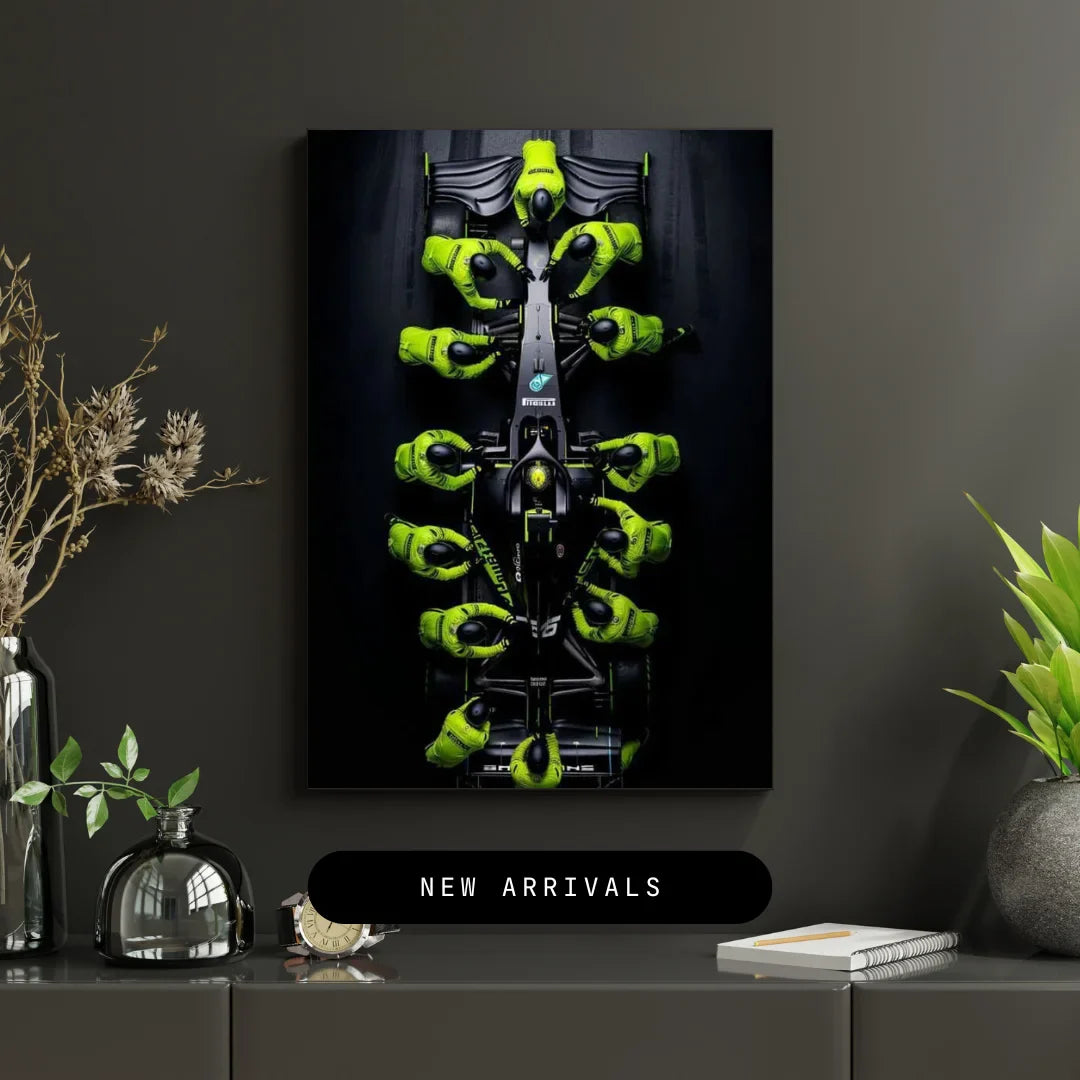 Green F1 Car Wall Frame – Formula 1 Racing Speed Art Decor