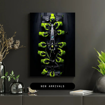 Green F1 Car Wall Frame – Formula 1 Racing Speed Art Decor