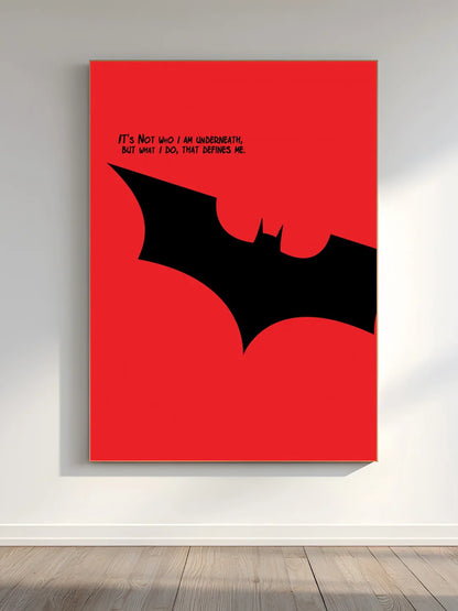 Batman Red Theme Logo Wall Frame – Dark Superhero Wall Decor