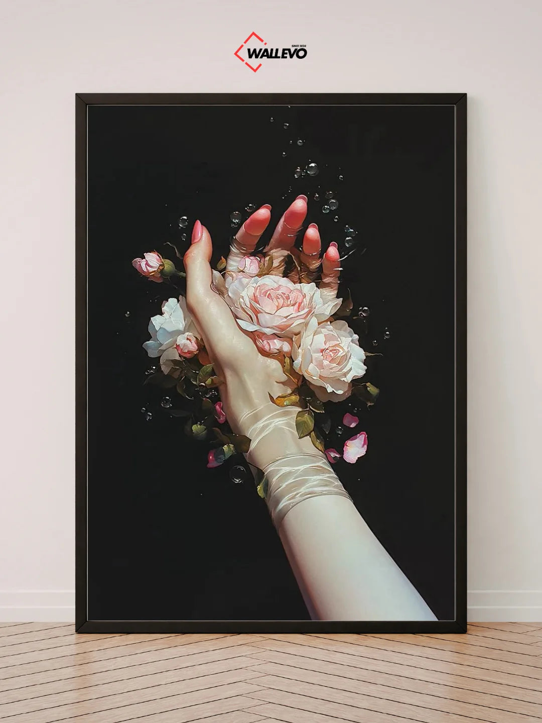 Aesthetic Girl Hand With Flowers - Wall Frame