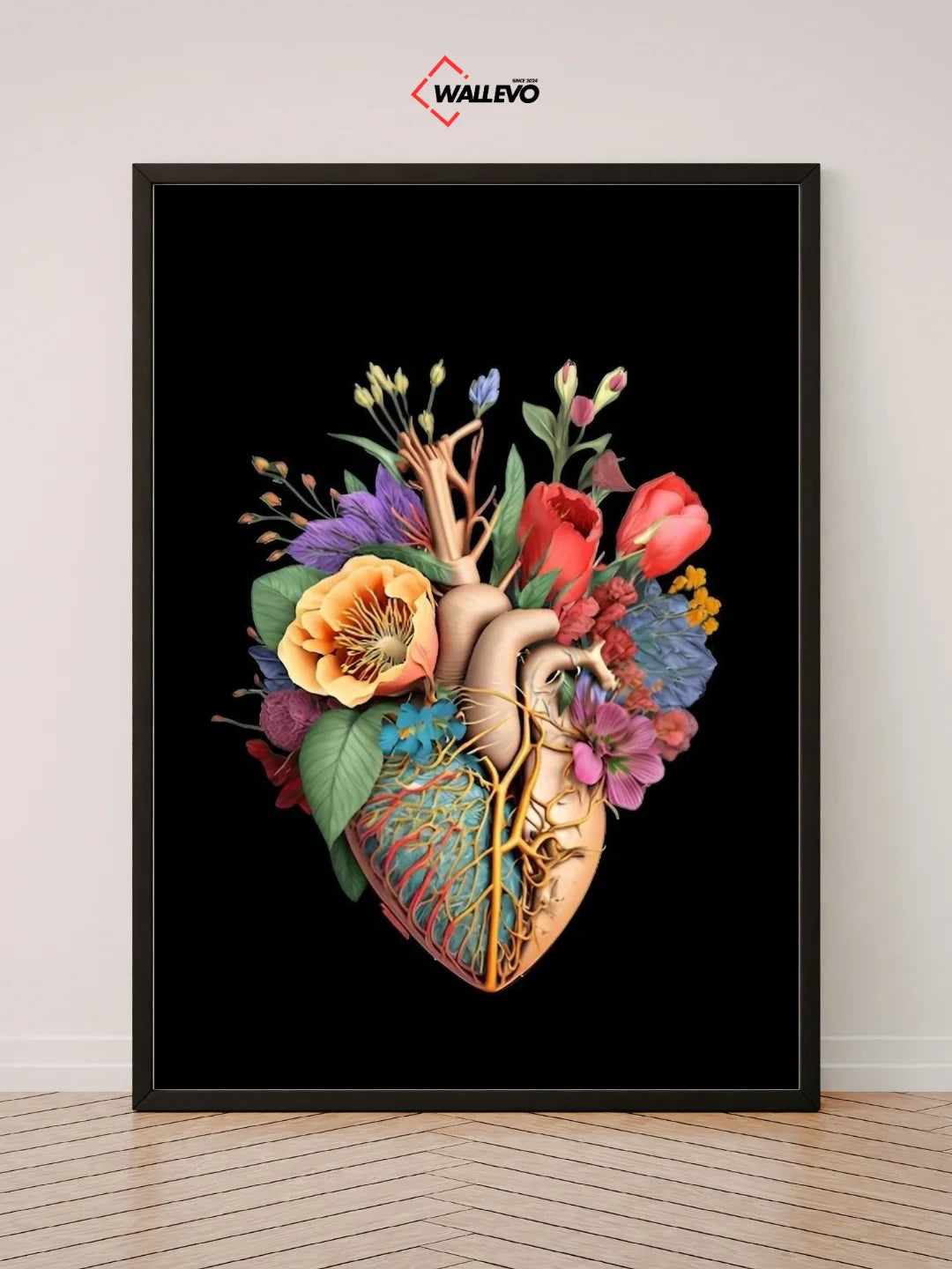 Blooming Heart – A Beautiful Blend of Love & Flowers – Aesthetic Wall Frame