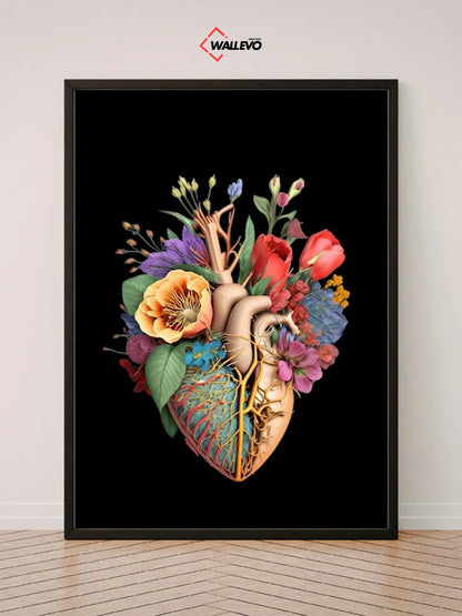 Blooming Heart – A Beautiful Blend of Love & Flowers – Aesthetic Wall Frame